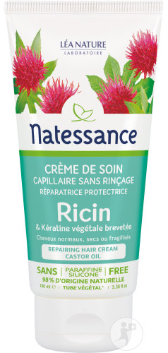 Natessance Crème De Soin Capillaire Sans Rinçage Ricin Cheveux Normaux/Secs/Fragilisés Bio 100ml