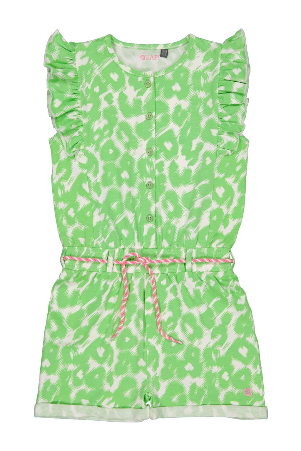 Quapi playsuit YASMIN met dierenprint lichtgroen/wit