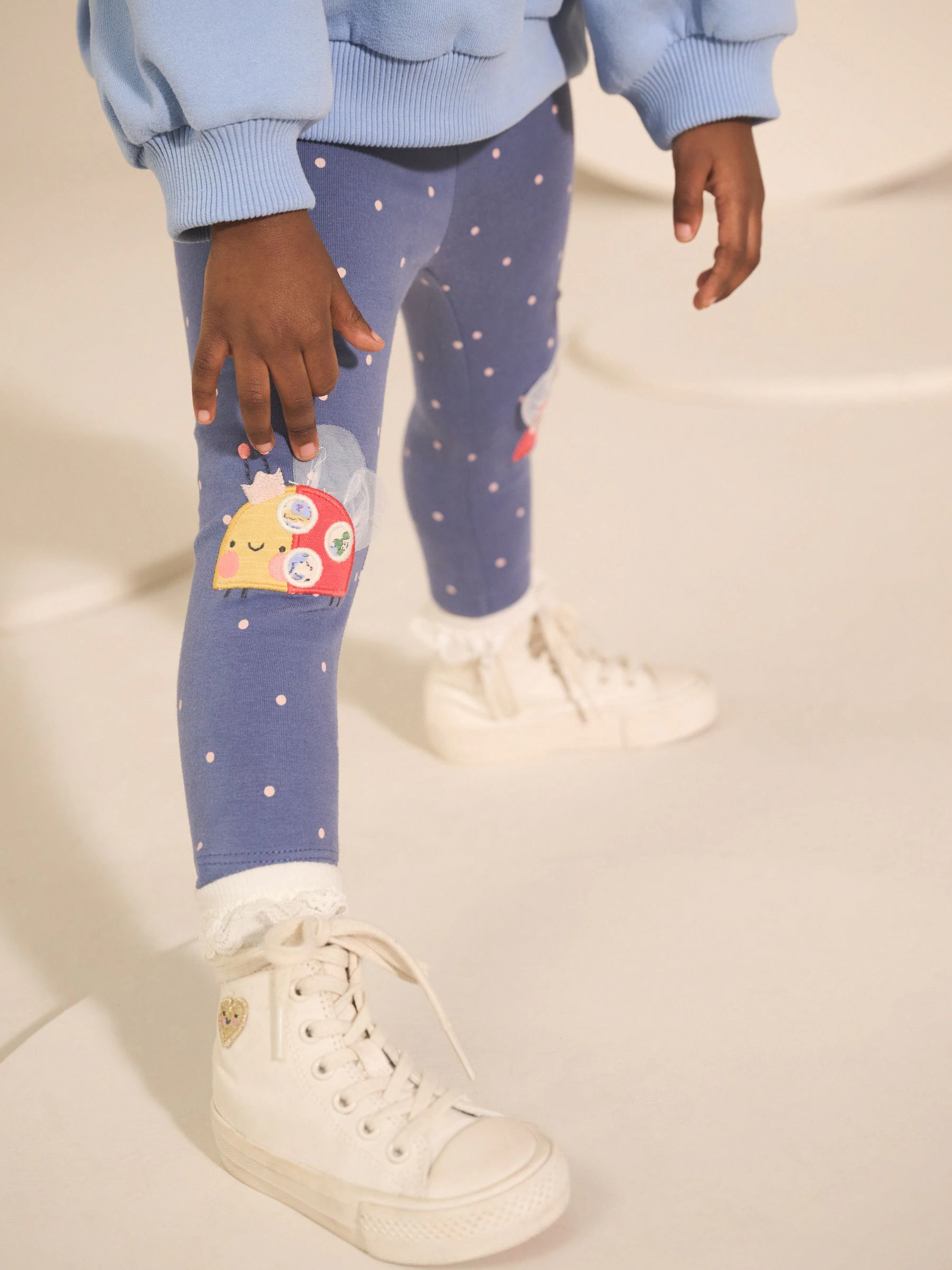 Blauw lieveheersbeestje - Versierde leggings (3 mnd-7 jr)