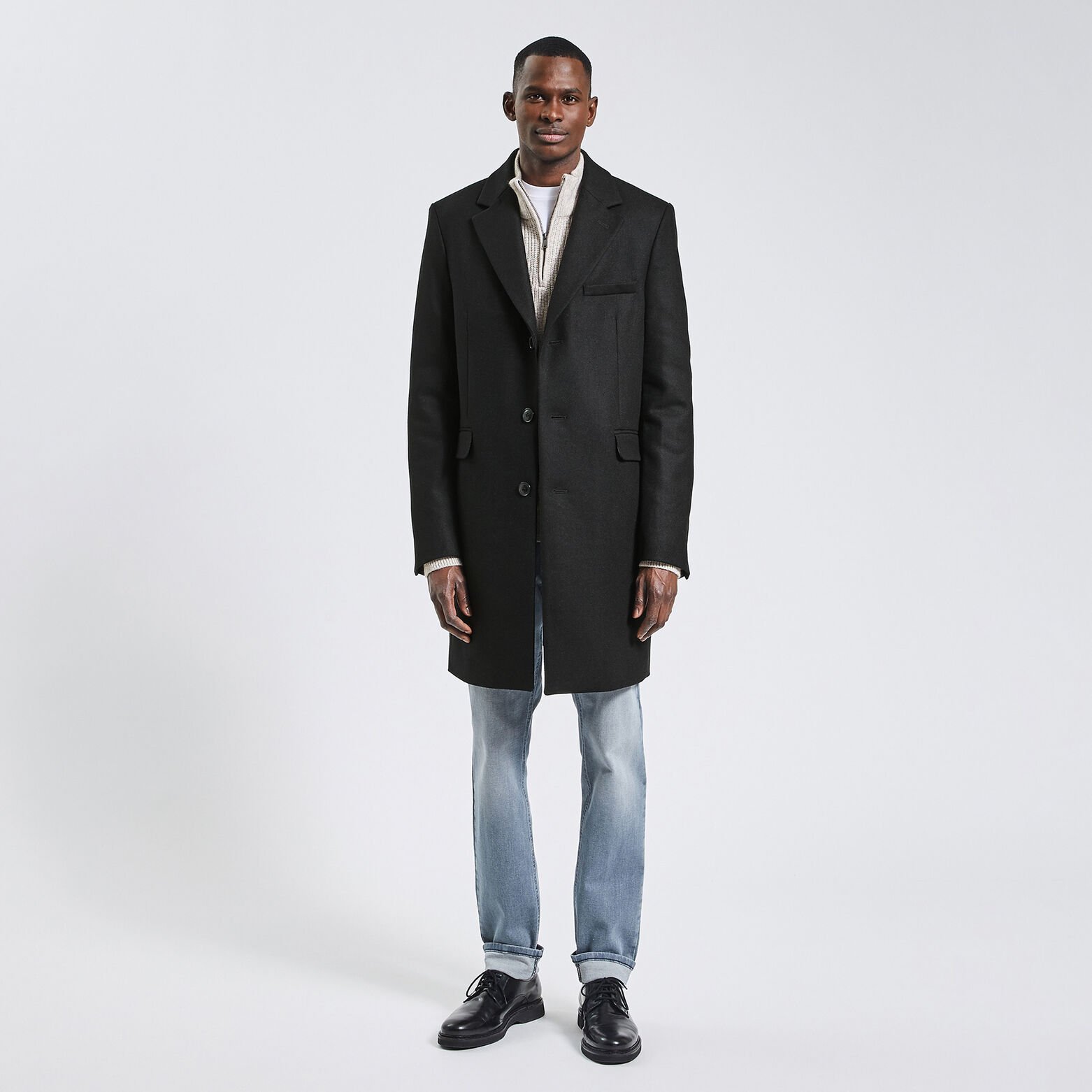 Manteau en laine italienne majoritaire Noir