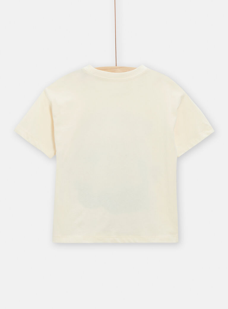 T-shirt écru animation jaguar pour garçon