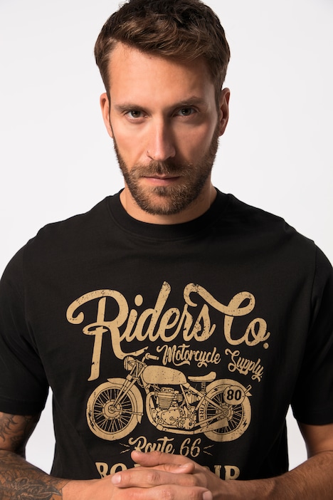 T-Shirt, Halbarm, Motorrad-Print, Rundhals, bis 8 XL
