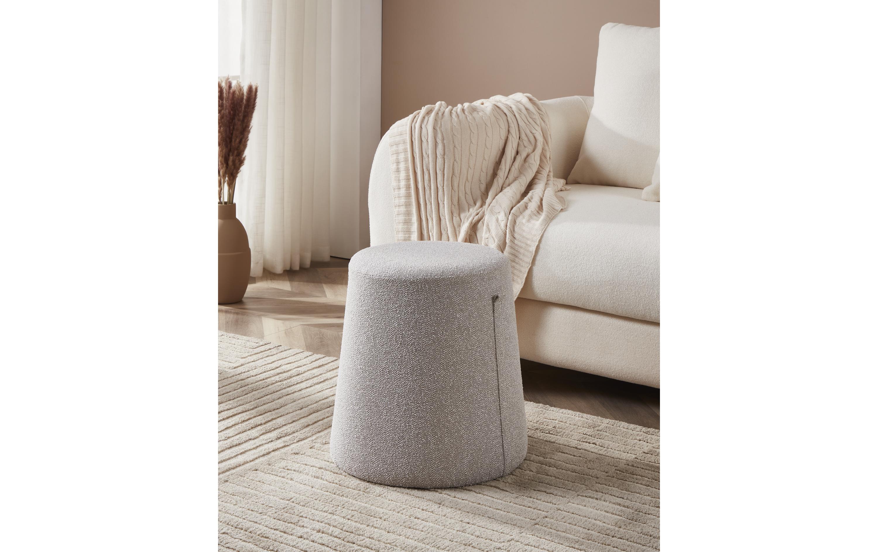 Hocker Mahalevona Ø 40.5 x 42.5 cm, Beige<br>Moderner Hocker für anspruchsvolle Raumeinrichtungen
