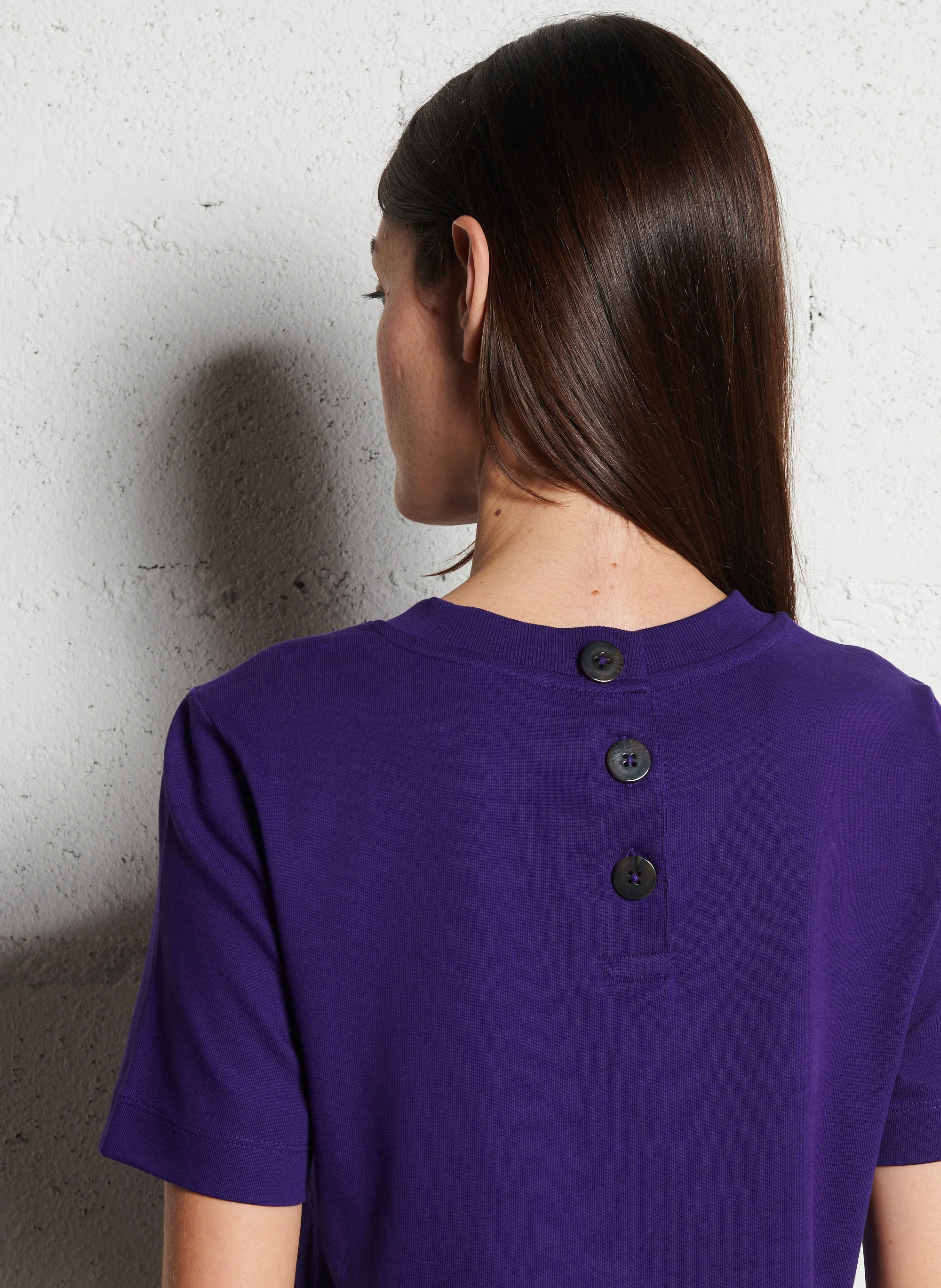 AXEL - Robe longue col rond en coton| Violet