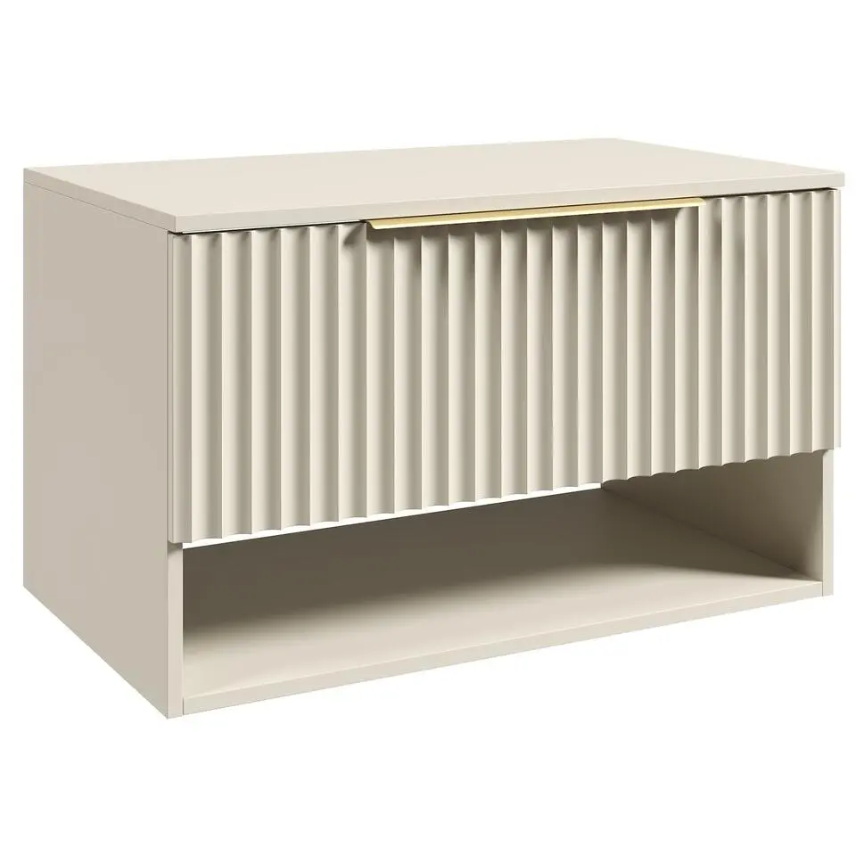 Badplaats Wastafelkast Kelo 80 cm - Beige - Badmeubel met 1 Lade en Open Vak