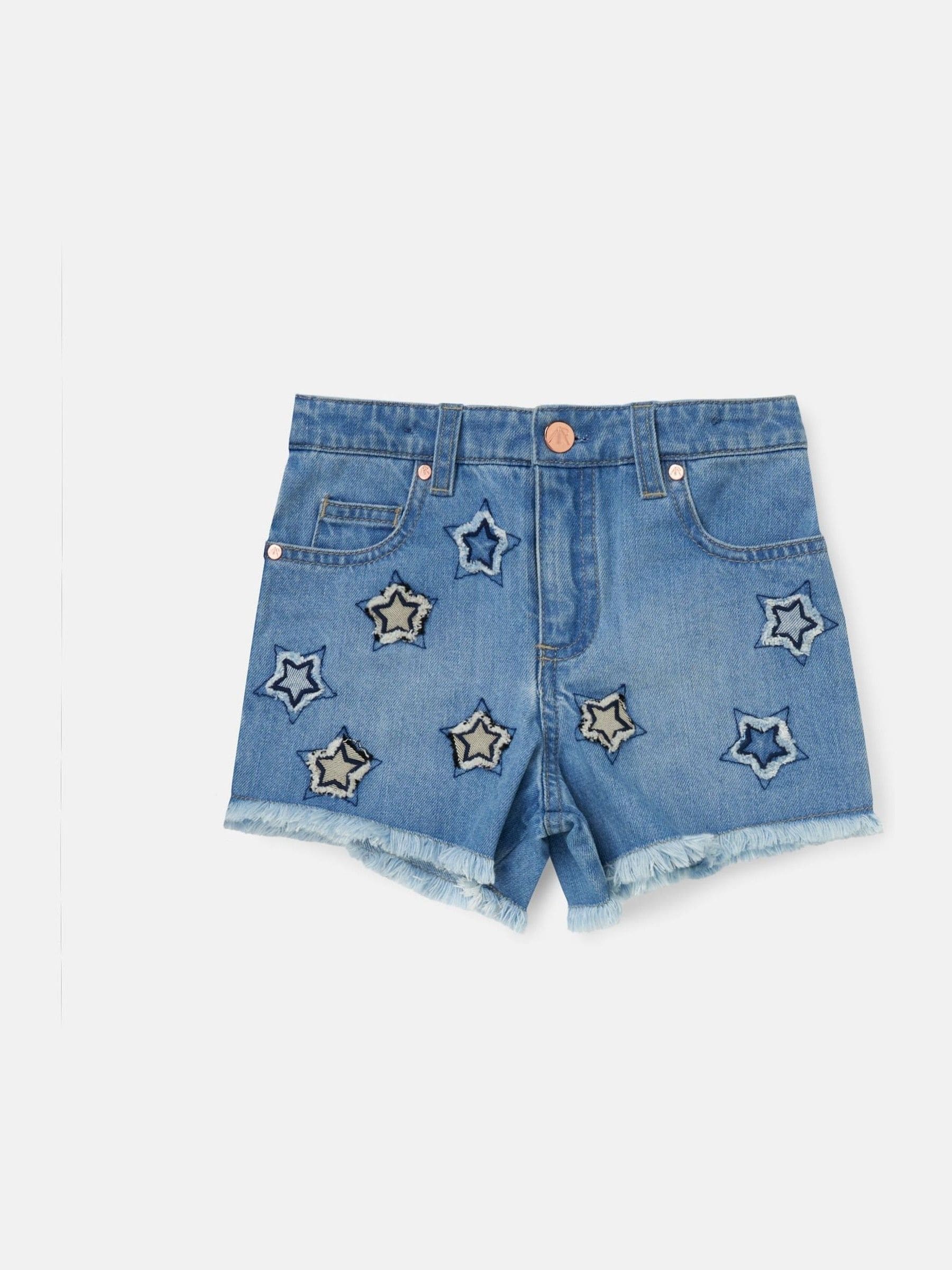 Angel & Rocket Nina Star Applique 100% Cotton Denim Shorts