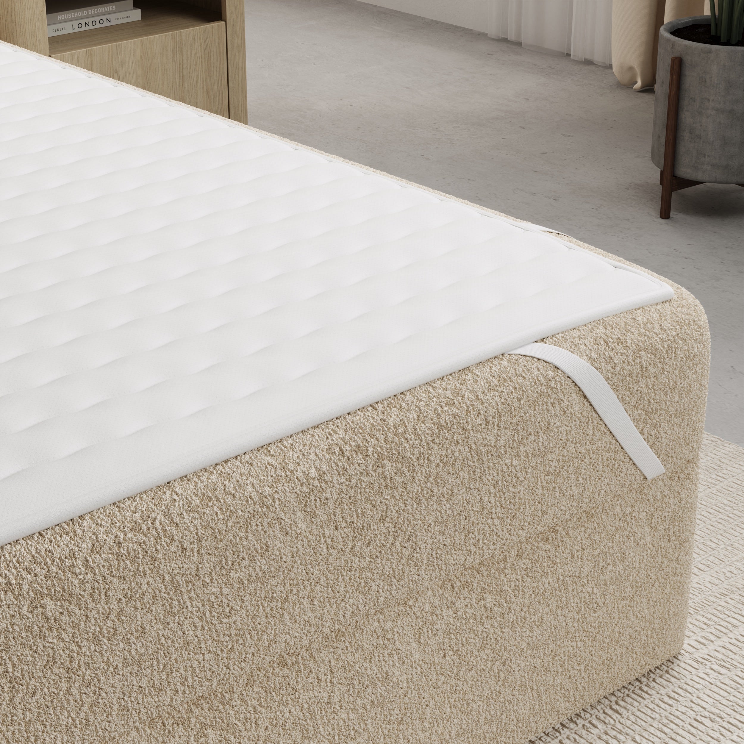Bastide - Boxspring - Teddystof beige - 200x200 cm