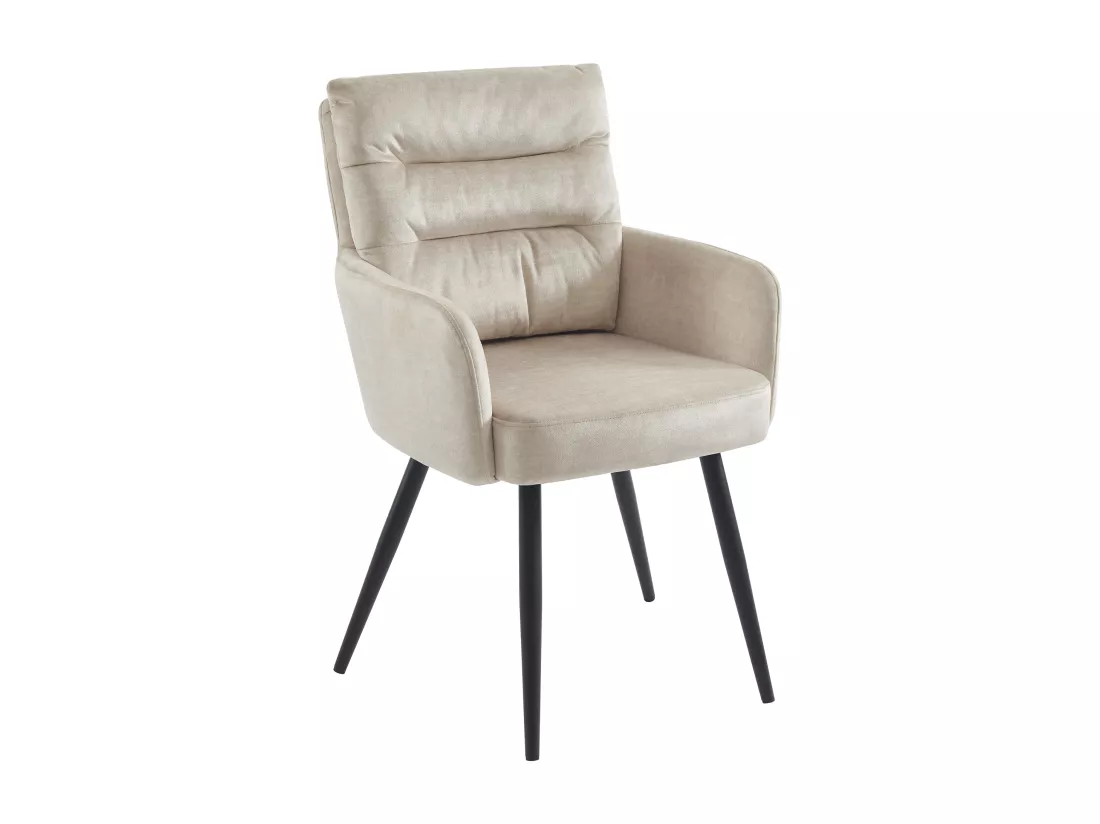Lot de 2 chaises avec accoudoirs en tissu et métal noir - Crème - BARINIA de Pascal Morabito