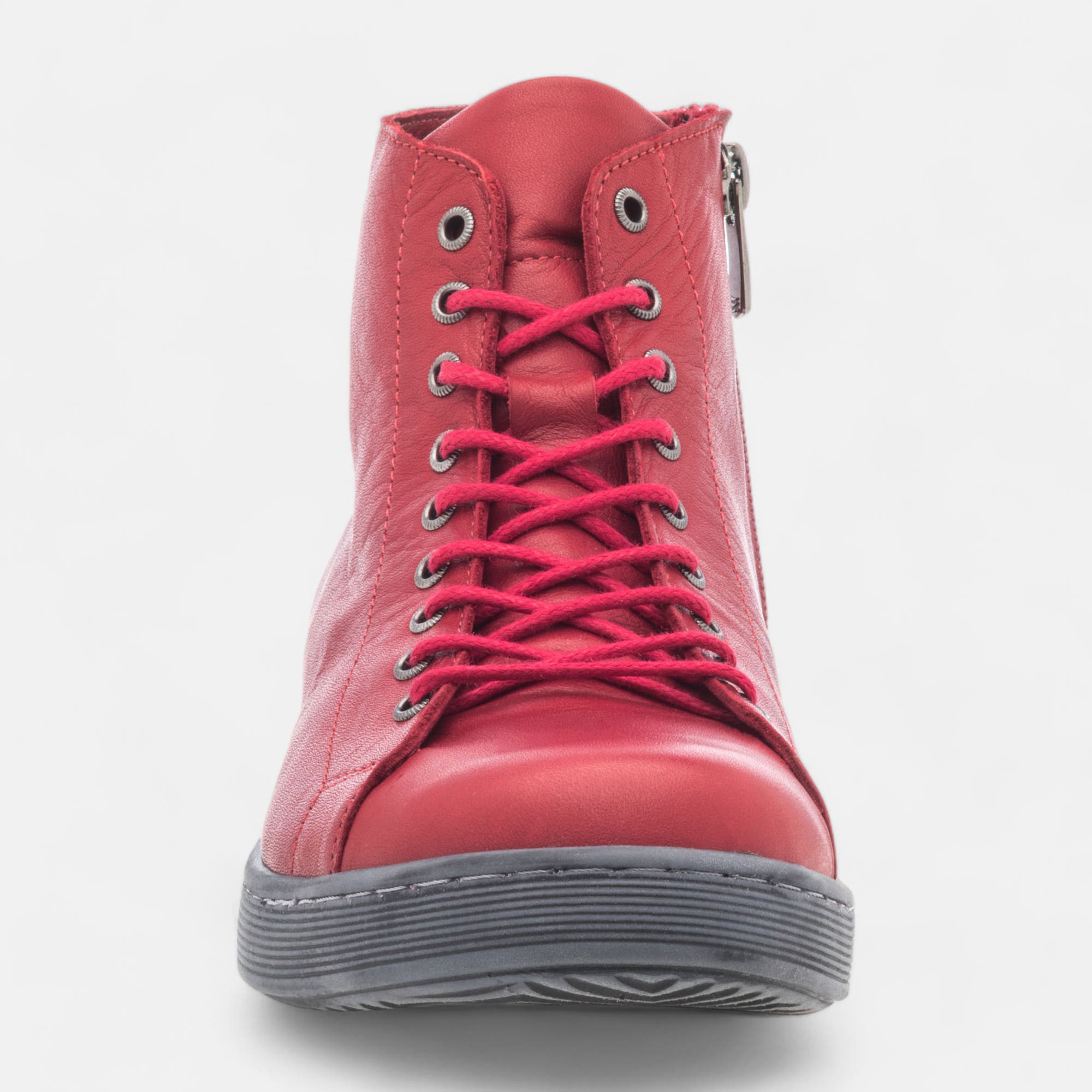 Baskets hautes Femme en cuir rouge
