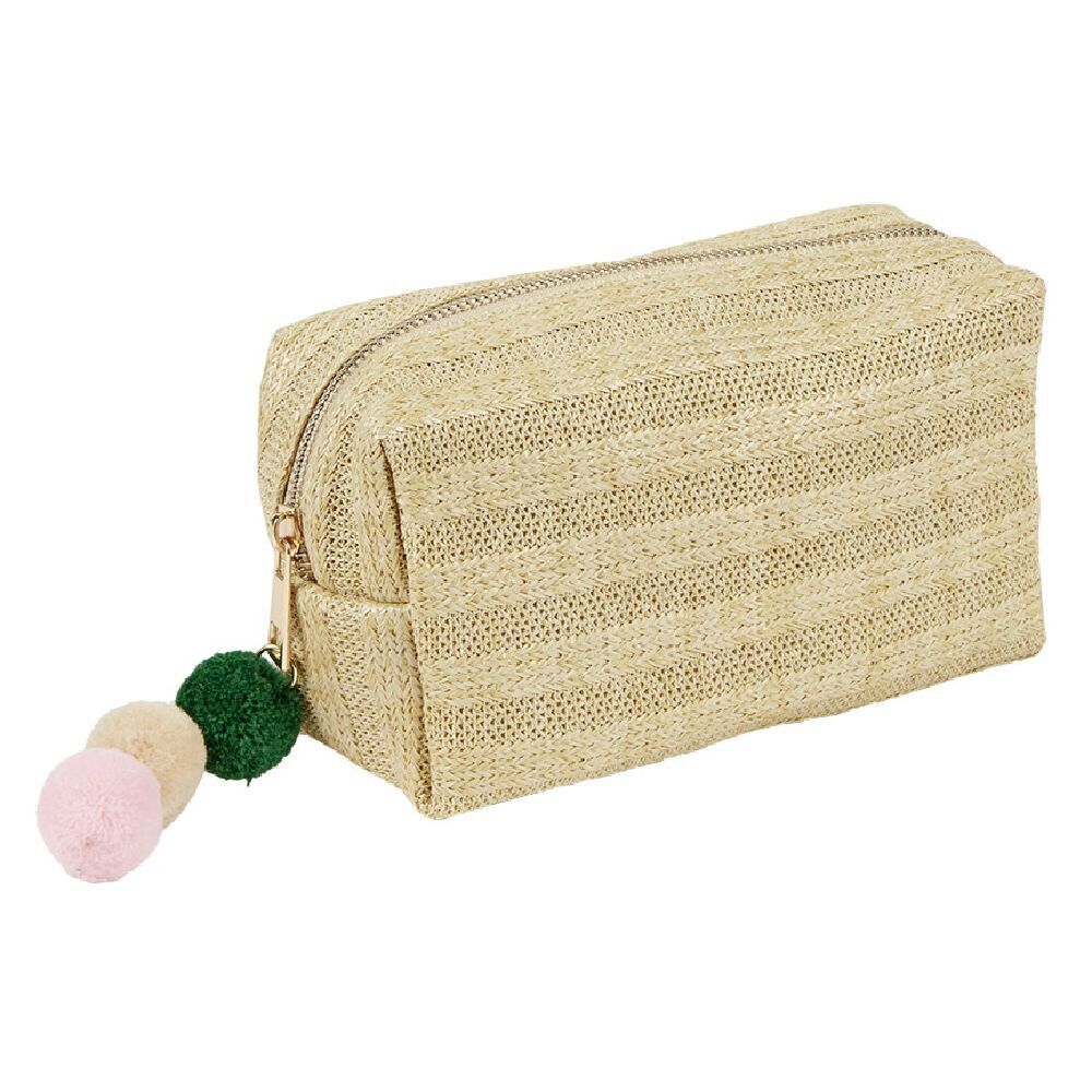 Pochette en paille avec pompons