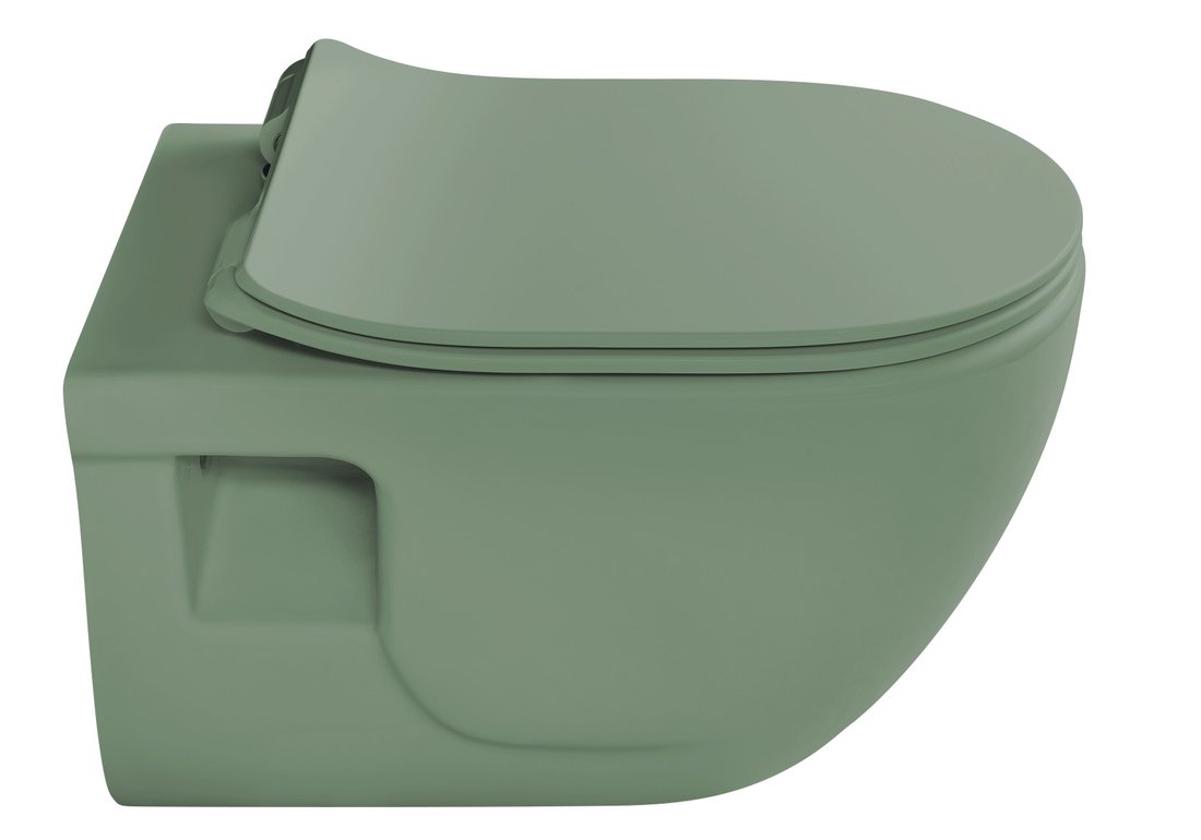 Sapho Brilla randloos toilet met zitting 36.5x53cm groen mat