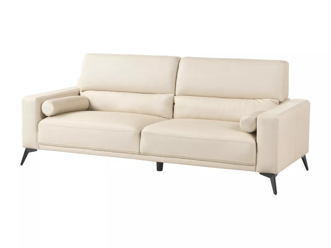 Canapé 3 places en cuir PU beige ANGE