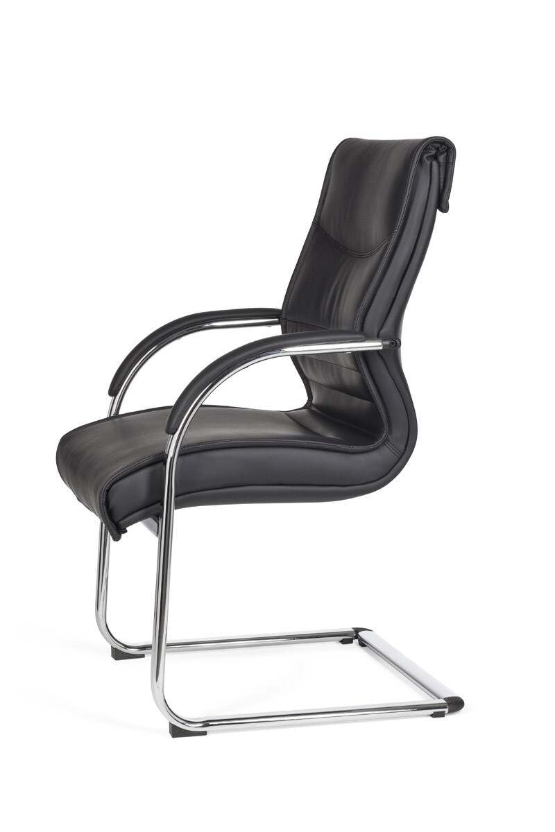 KADIMA DESIGN Freischwinger SANGRO Kunstleder, Chromgestell, Lendenstütze, bis 120 kg, in Caramel/Weiß/Schwarz