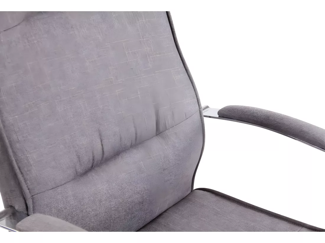 Chaise de bureau - Tissu & Métal chromé - Gris - Portland