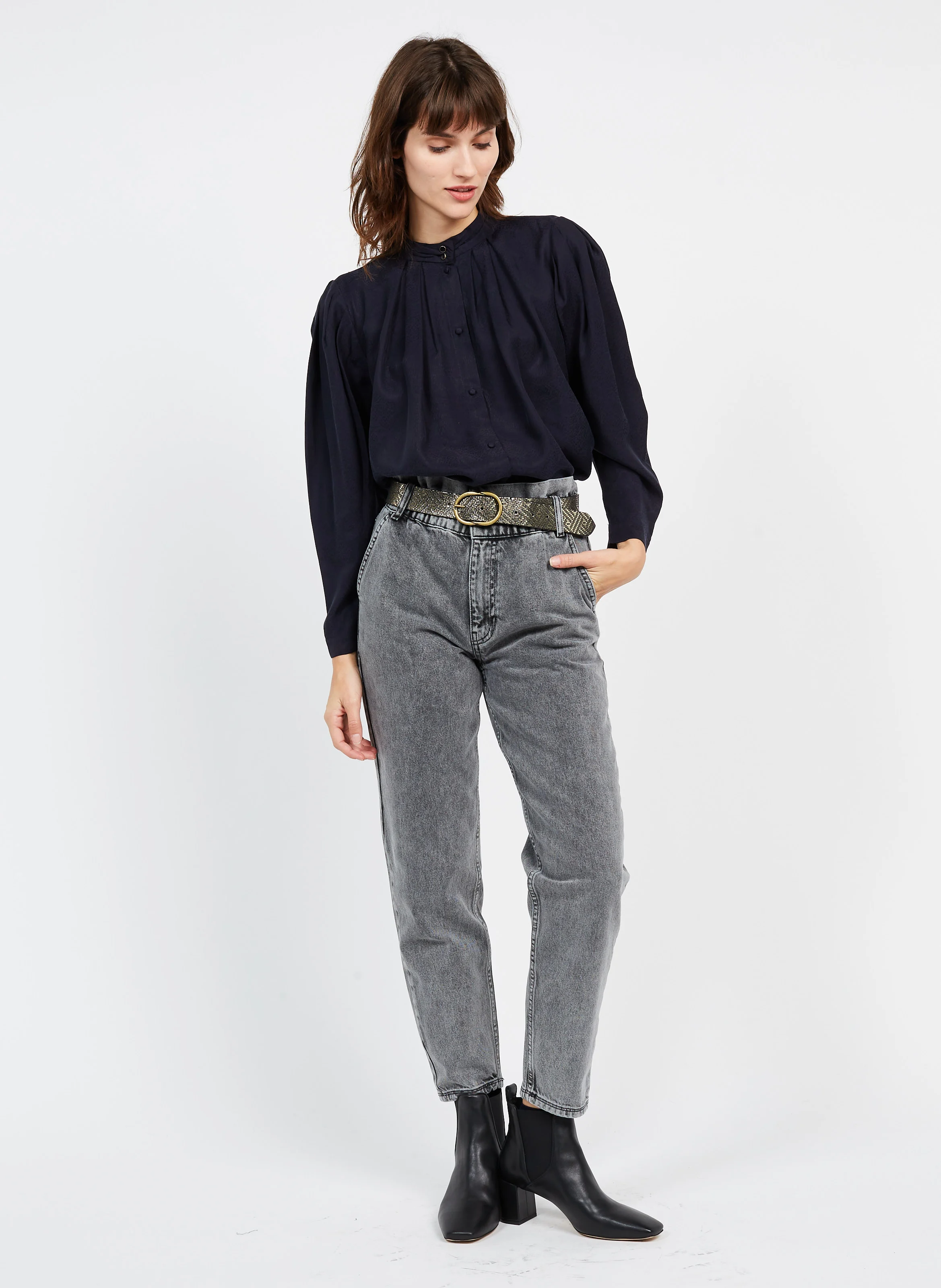 Ceinture à boucle en cuir| Doré