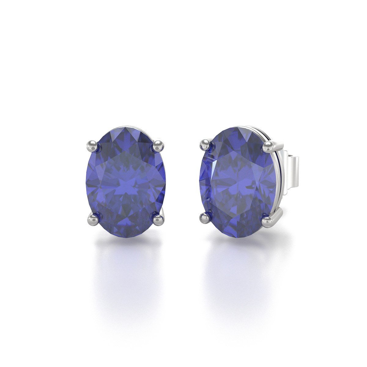 Boucles d'oreilles ADEN Or 585 Blanc et Tanzanite forme Ovale 1.6grs