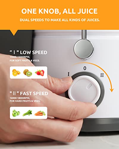 Presse agrumes avec moteur de 800 W, presse agrumes GDOR avec canal d'alimentation à grande bouche de 7,6 cm, fabricant de jus à double vitesse pour fruits et légumes, presse agrumes centrifuge avec : Cuisine et Maison