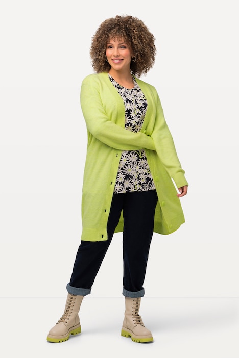 Strickjacke, Boxy, Knöpfe, V-Ausschnitt, Feinstrick