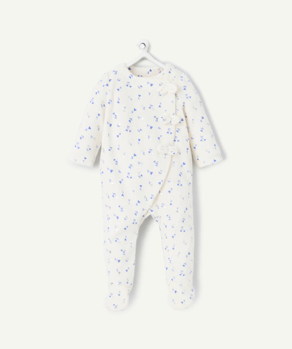 dors bien bébé fille en coton bio tout doux imprimé petites fleurs bleues