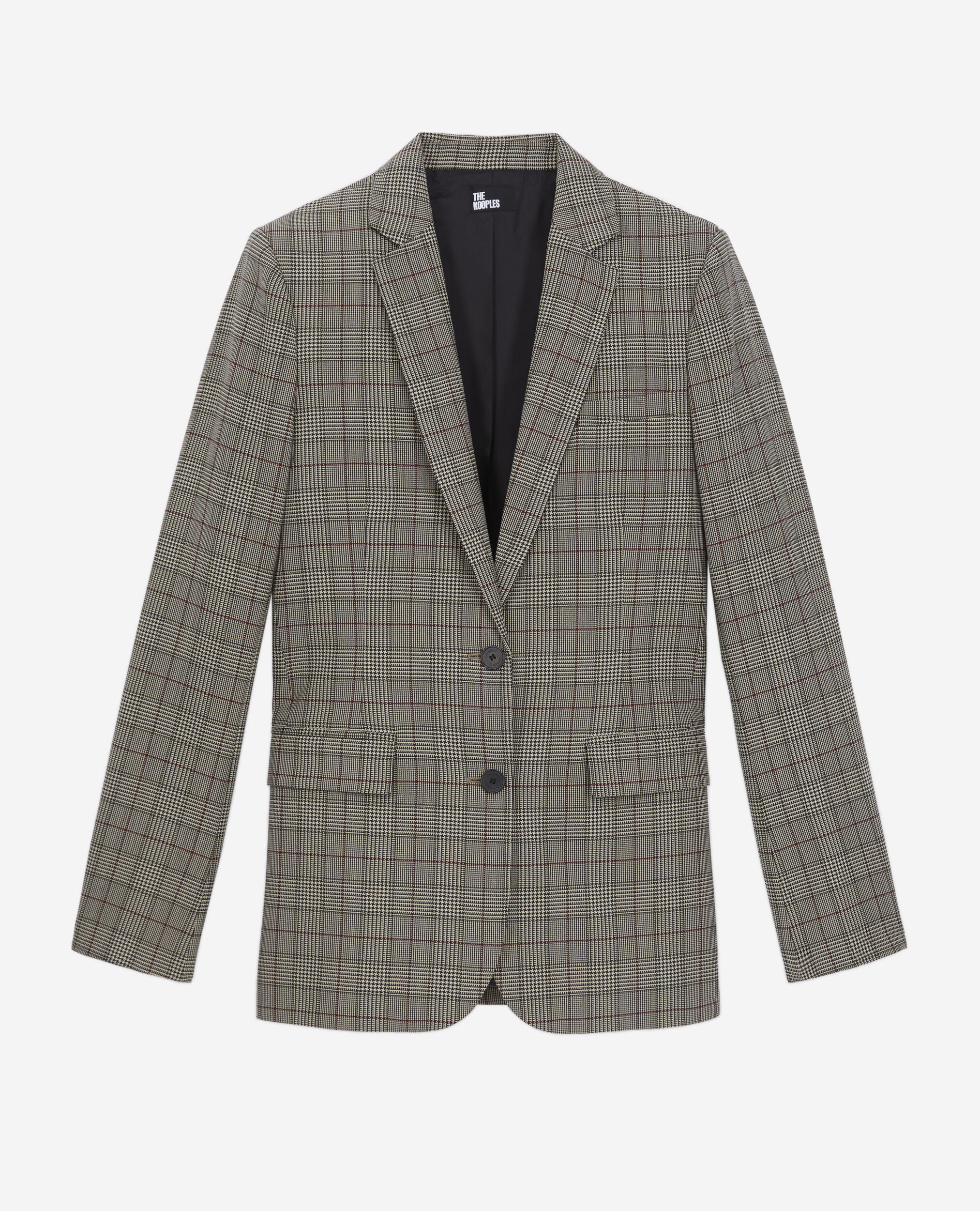 Blazer Prince de Galles beige et bordeaux