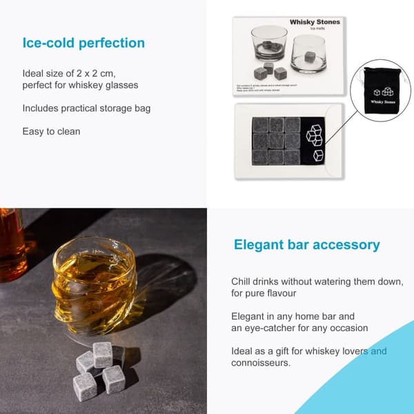 Whiskey Stones gjenbrukbare isbiter i rustfritt stål med oppbevaringsboks som er perfekt for kjøling av whisky