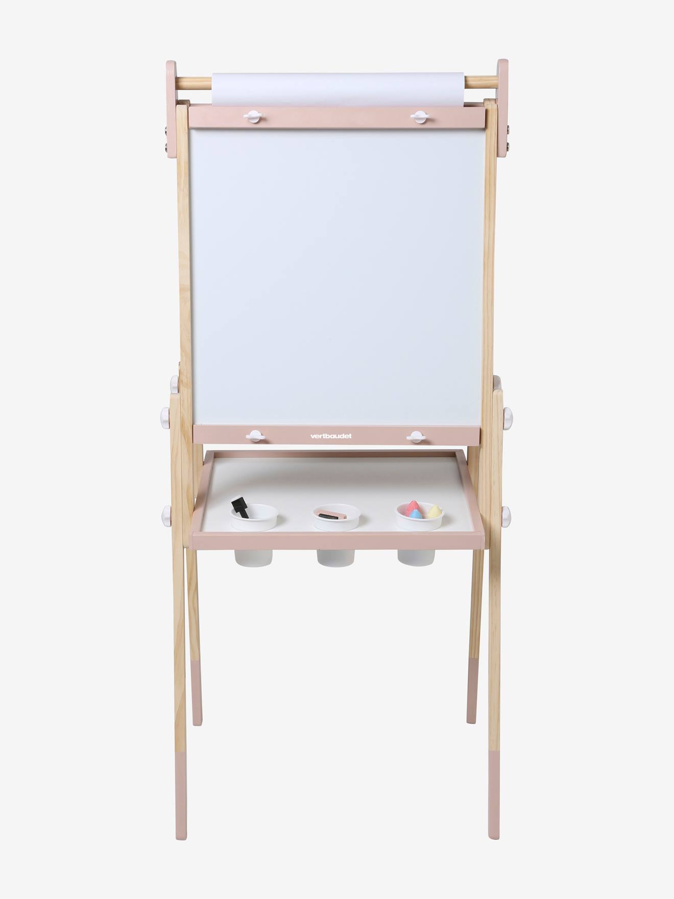 Quadro branco/quadro magnético 3 em 1, dobrável e com altura ajustável, feito de madeira com certificação FSC®, multicolorido.
