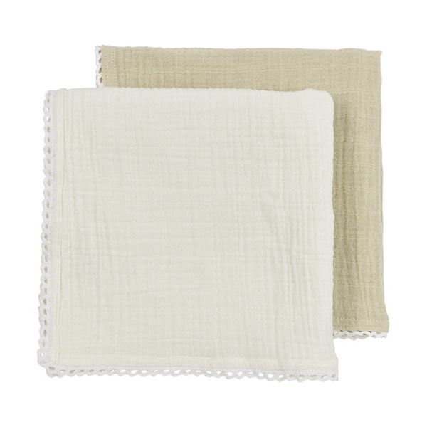 Meyco Baby Kant Pre-Washed Hydrofiele Doeken - 2 Stuks - 70 x 70 cm