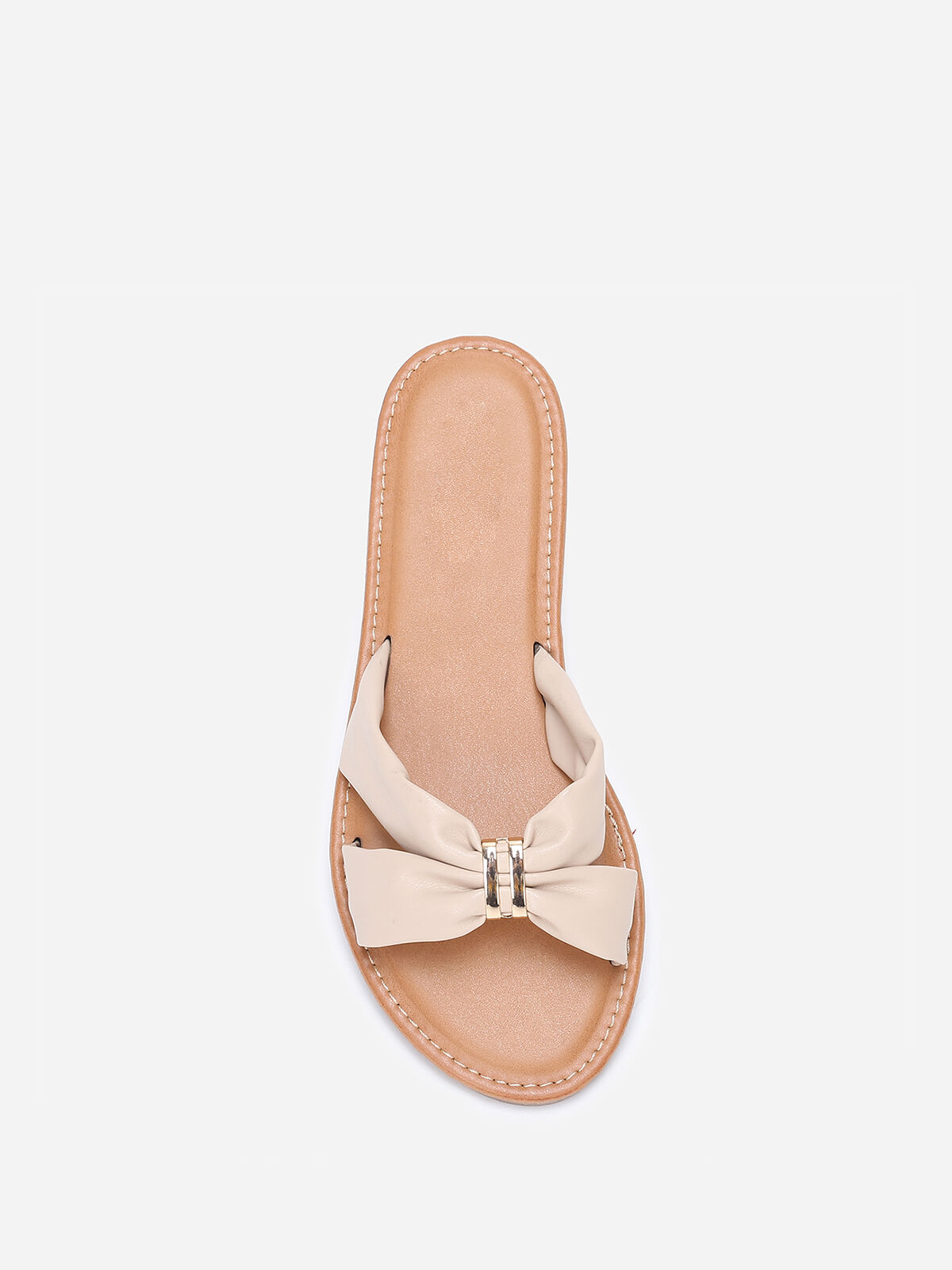 Mules à brides en simili avec boucle- Beige