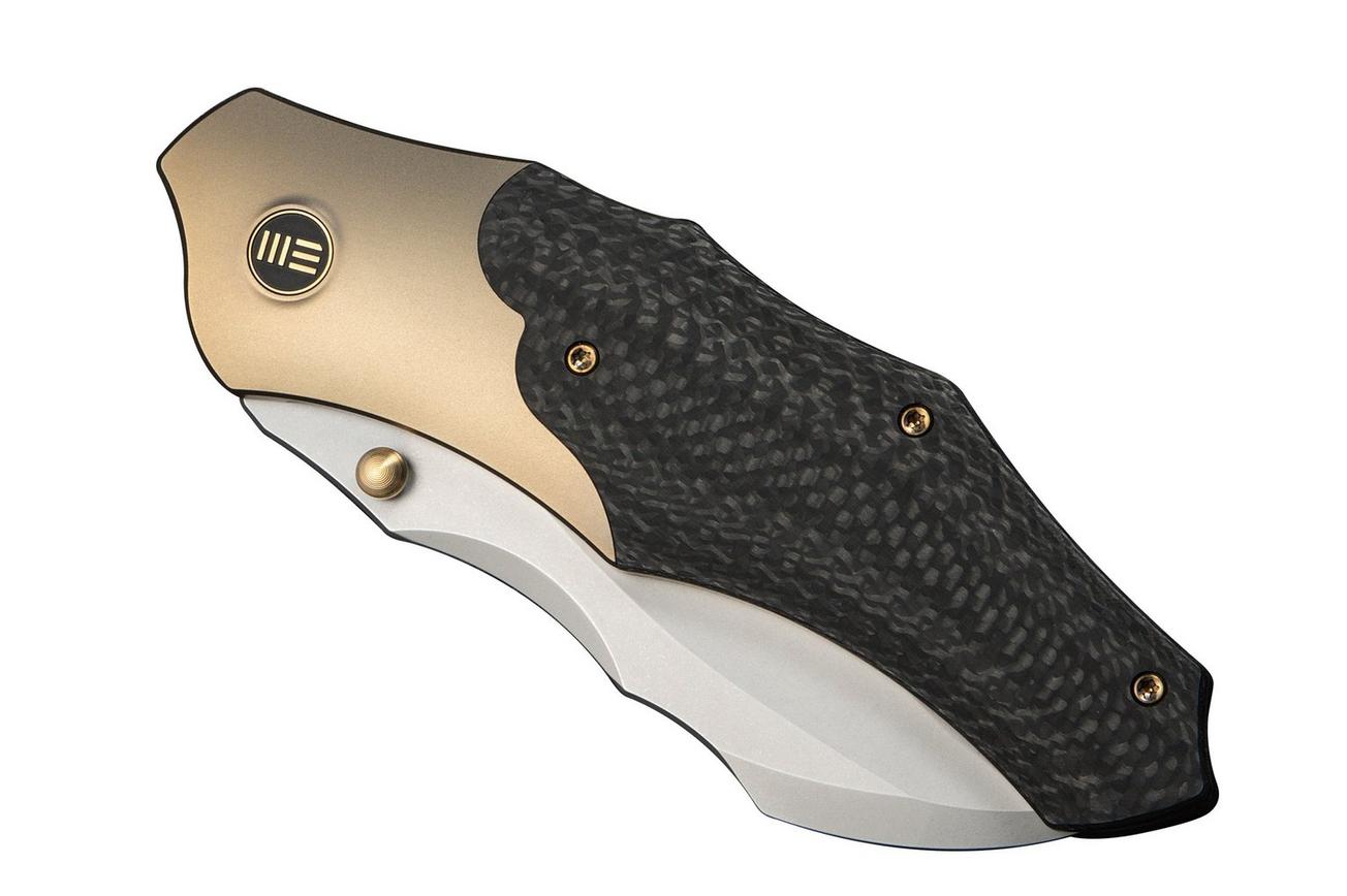 WE Knife Orc Boss WE24042-2 Stonewashed CPM 20CV, Champagne Titanium Twill Carbon Inlay, zakmes, Grant Chambers design