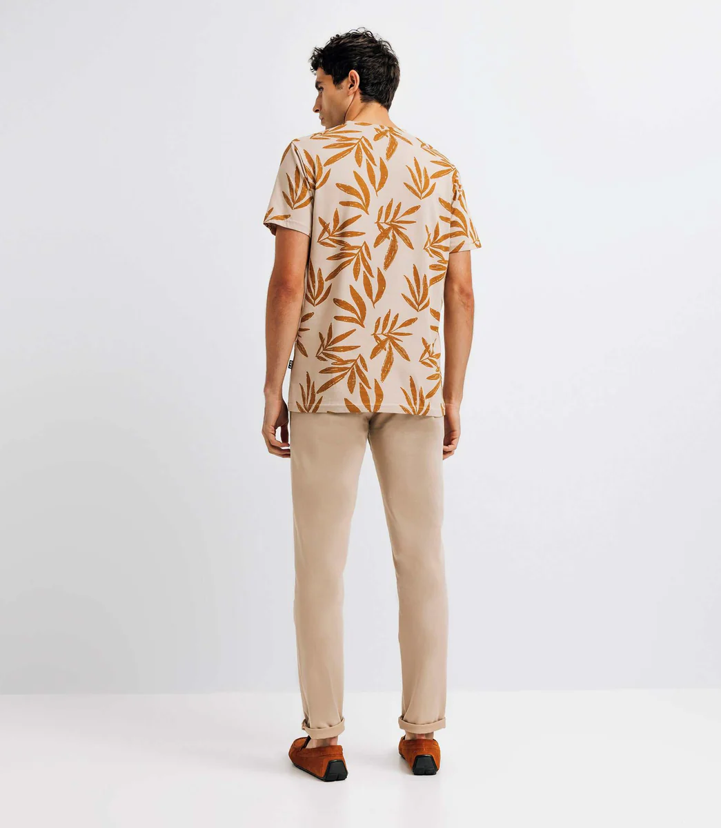 T-shirt à fleurs beige
