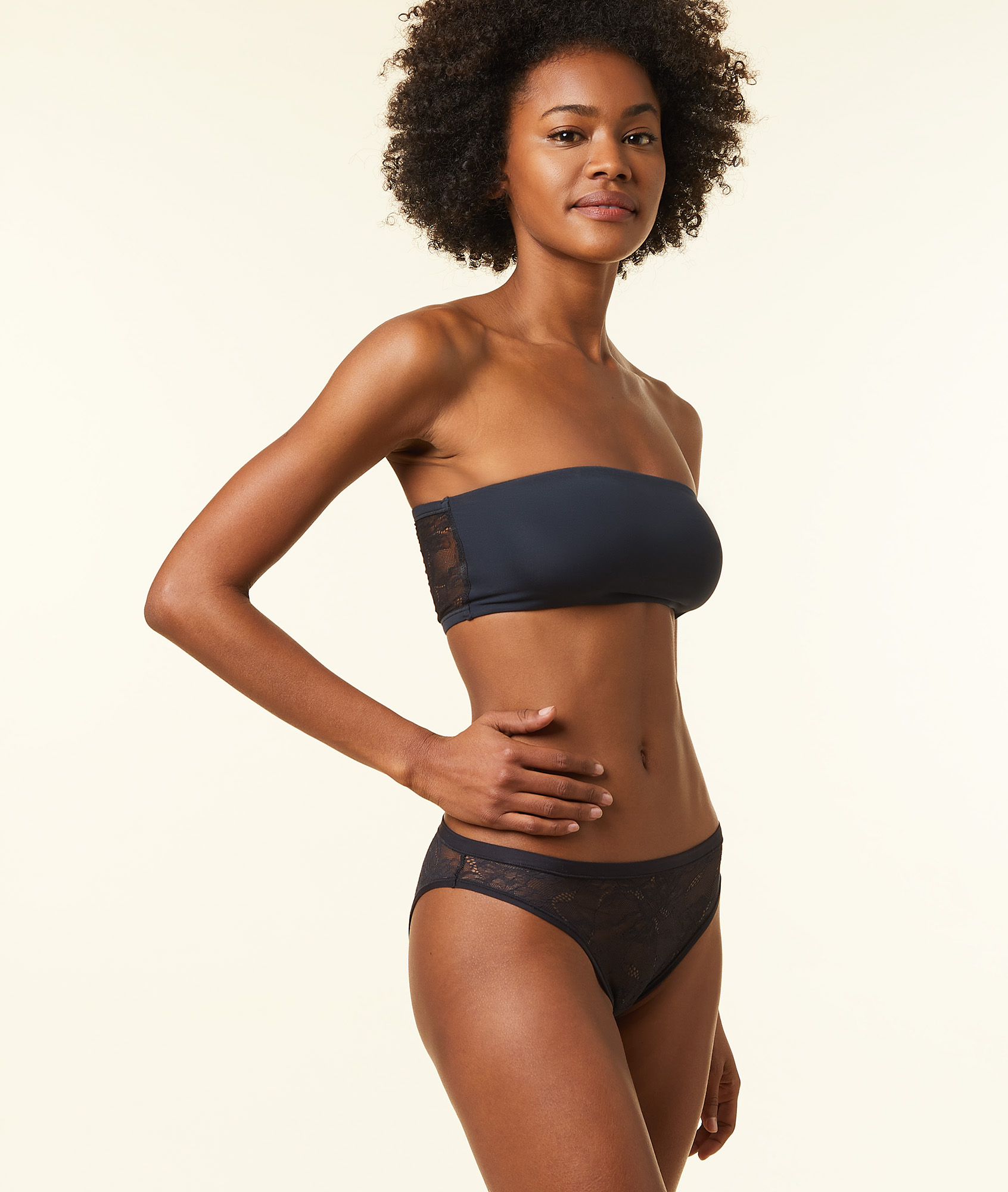 Bandeau réversible en dentelle et microfibre extensible