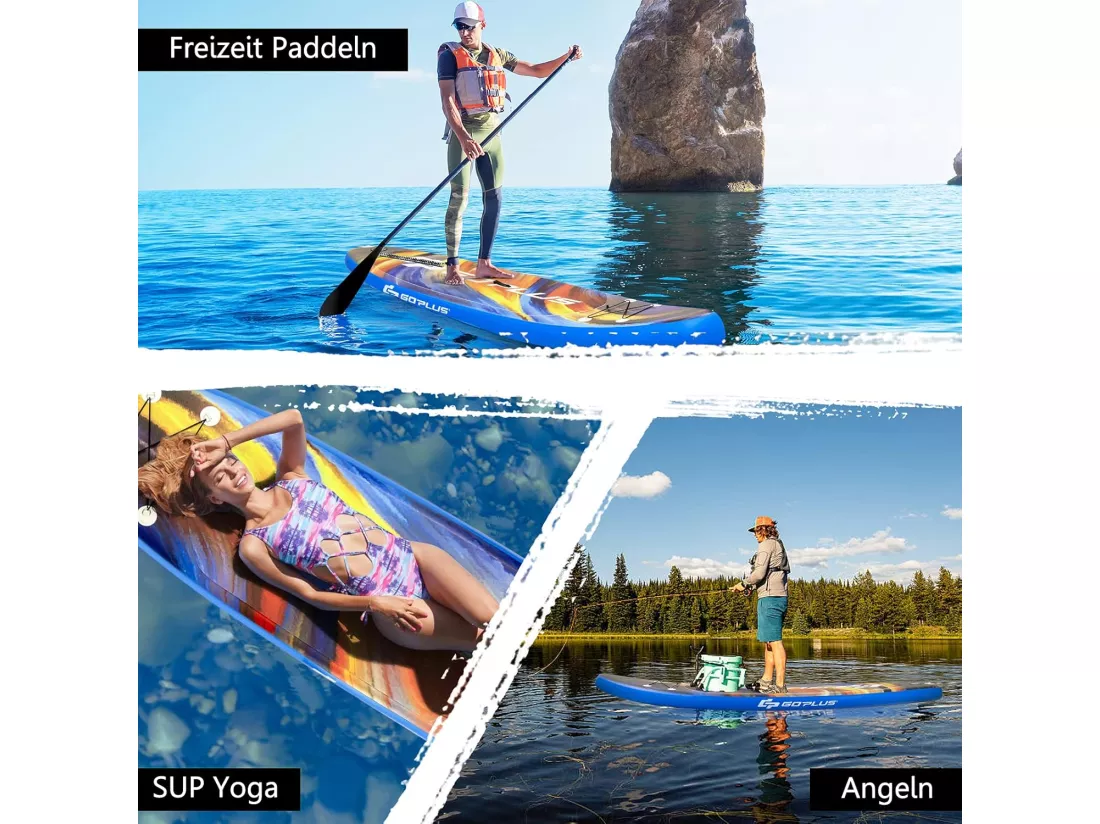 Planche de Stand up Paddle Gonflable avec Laisse de sécurité, kit de réparation et sac de transport, avec accessoires complets, 335CM