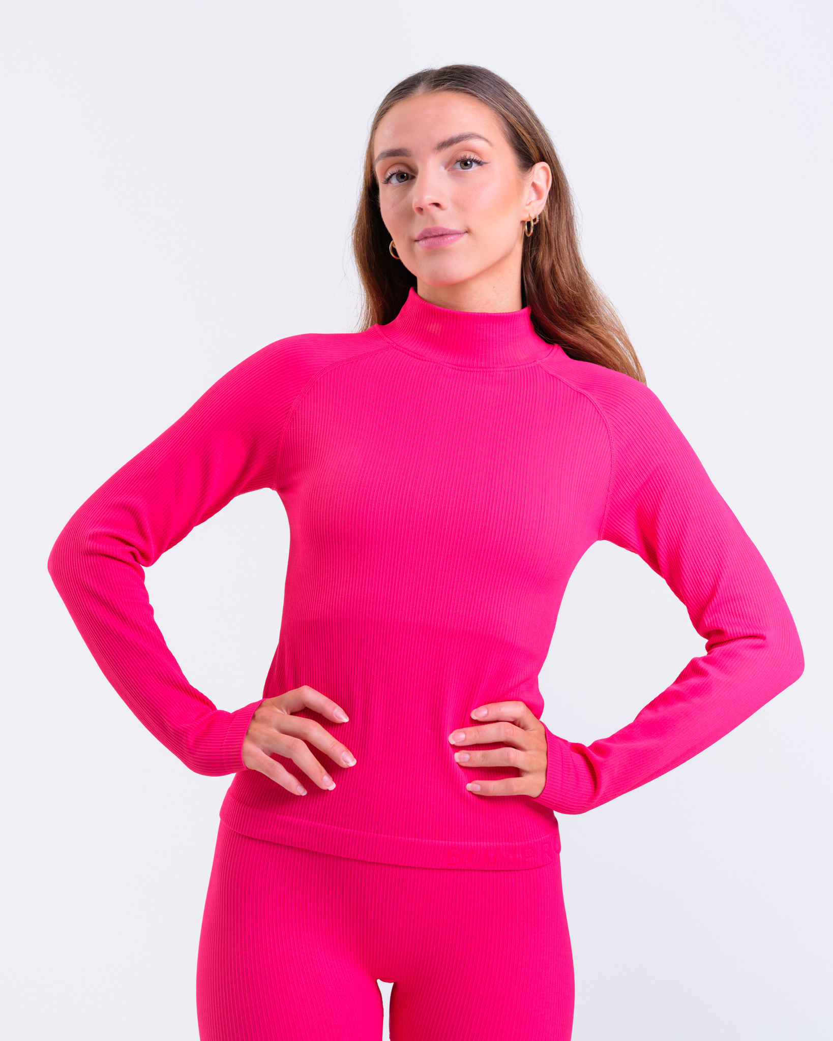 Bumpro Perfect Rib Sweatshirt Turtleneck Pink Rasberry