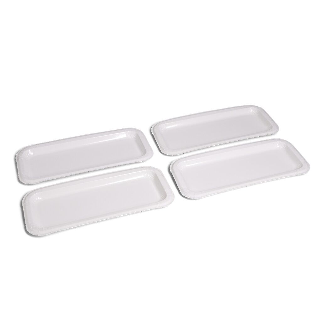 Plat à cake x4 en carton blanc 15,5x34cm