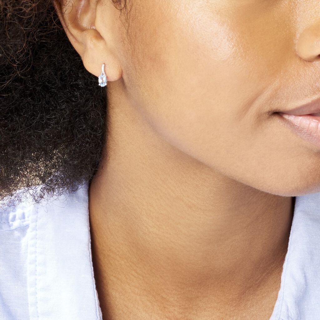 Boucles D'oreilles Audea Or Blanc Topaze Et Oxyde De Zirconium