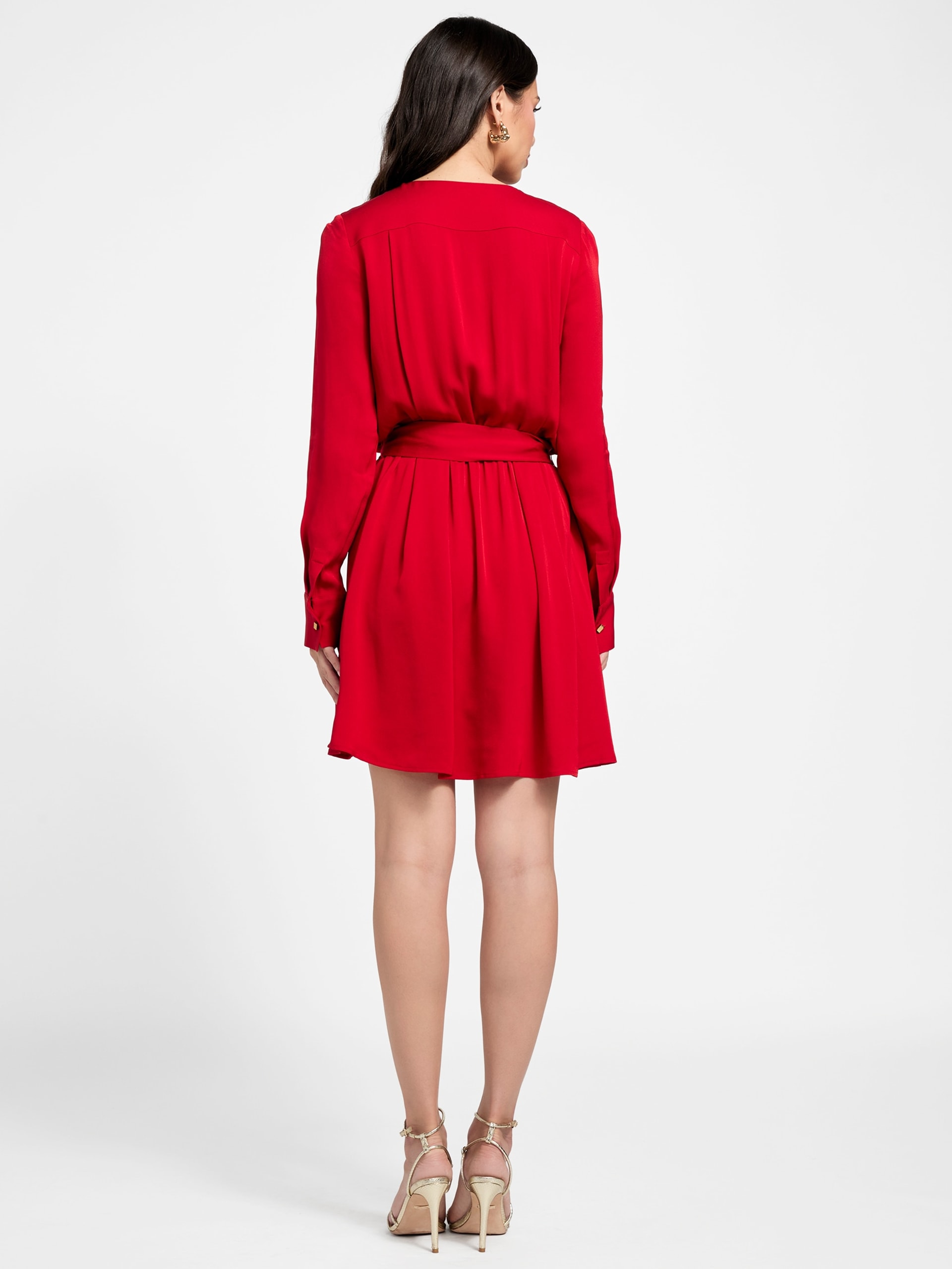 Vestido Anita com decote em forma de fechadura e cinto