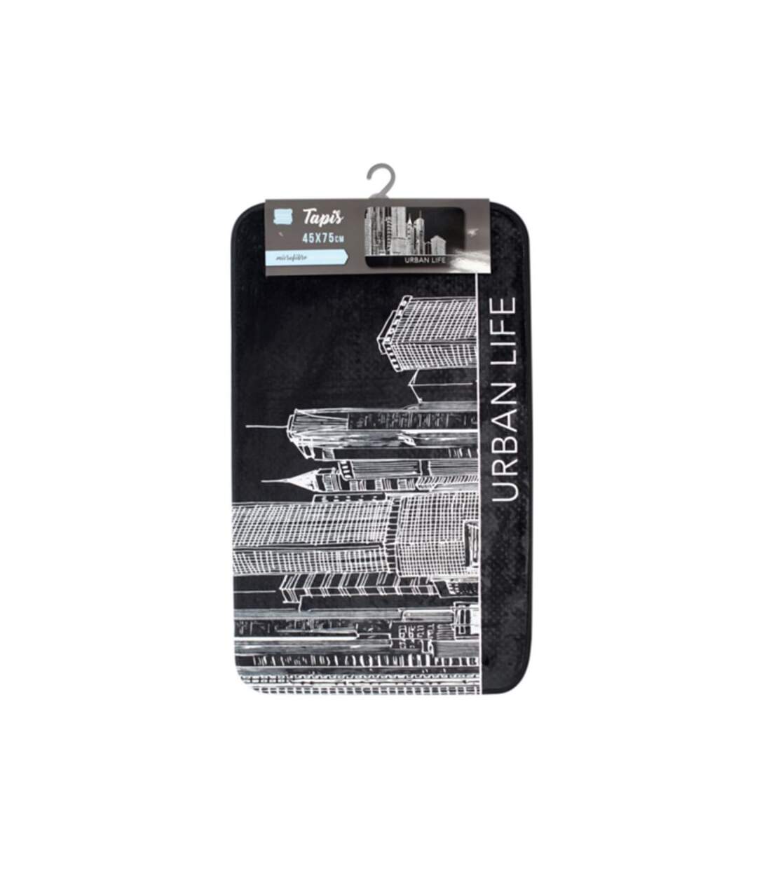 Tapis de Bain Imprimé Central City 45x75cm Noir