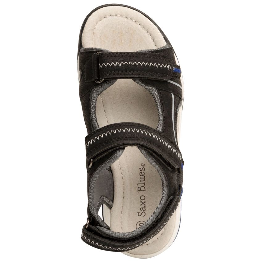 Sandales velcro en simili cuir avec détails bleus pour garçon - Noir