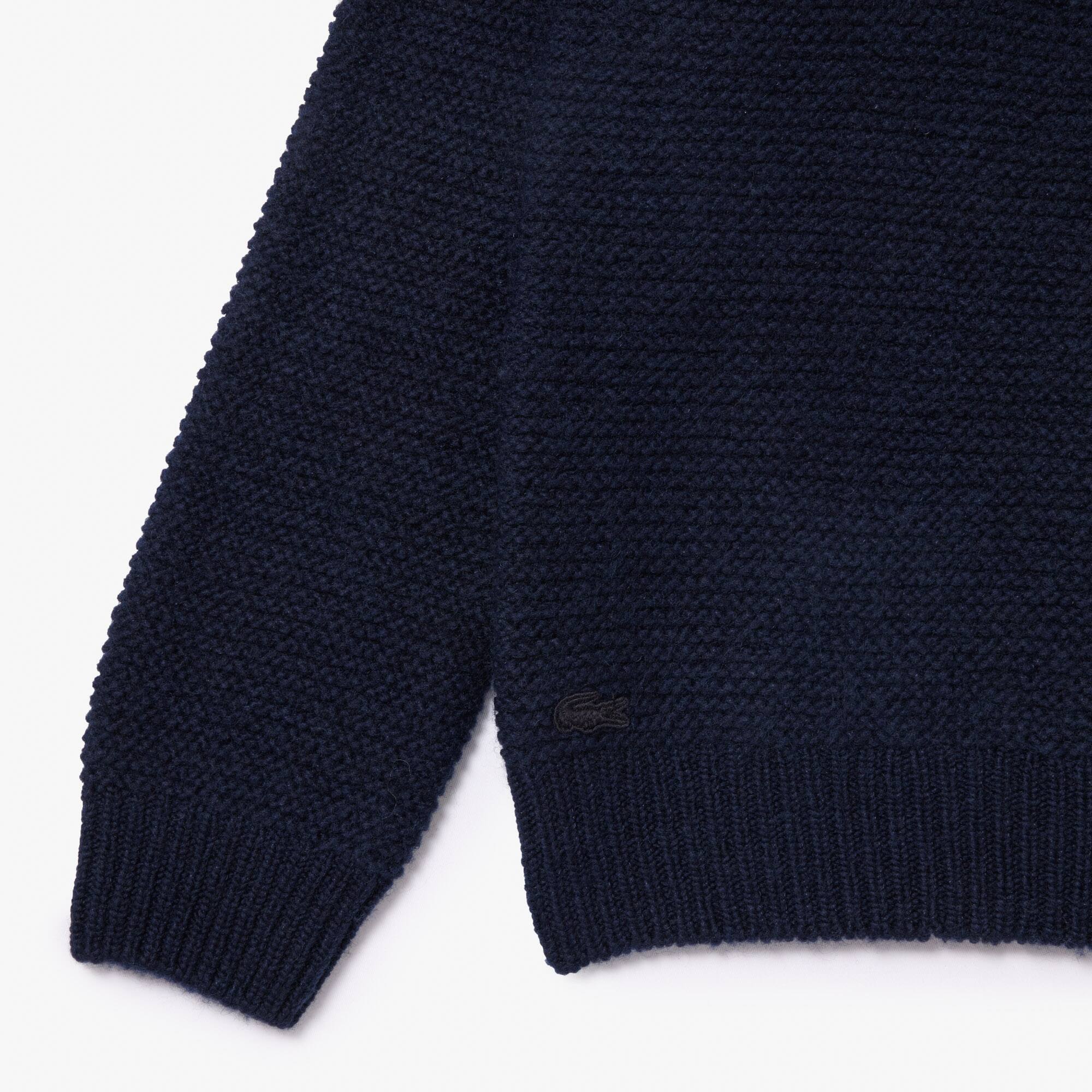 Woll-Pullover mit gestepptem Croc-Aufnäher Pullover - Blau - Lacoste - Herren