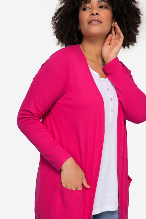 Long-Shirtjacke, gerade geschnitten, offene Jacke, Langarm
