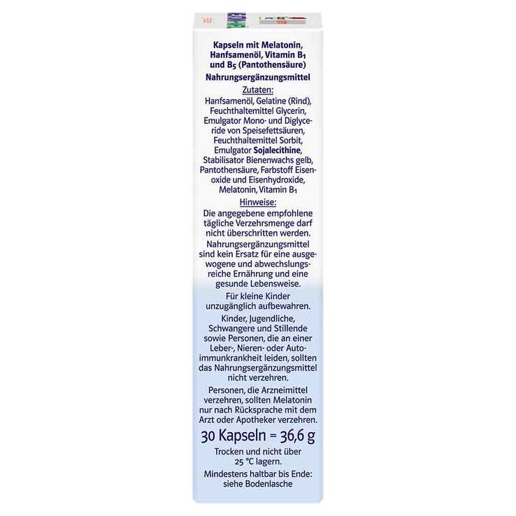 Doppelherz Melatonin + Hanföl system Kapseln, 30 St