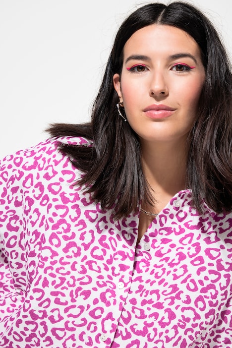 Bluse, oversized, Musselin, Color-Leo