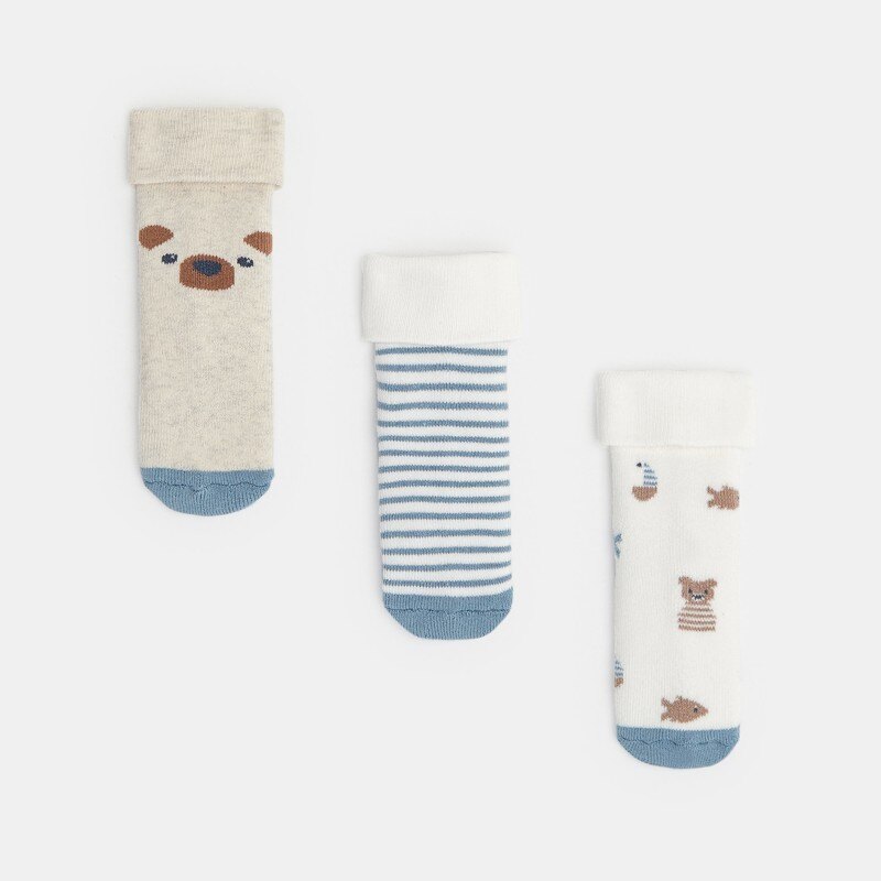 Chaussettes bouclettes bleu bébé garçon (lot de 3) Bleu
