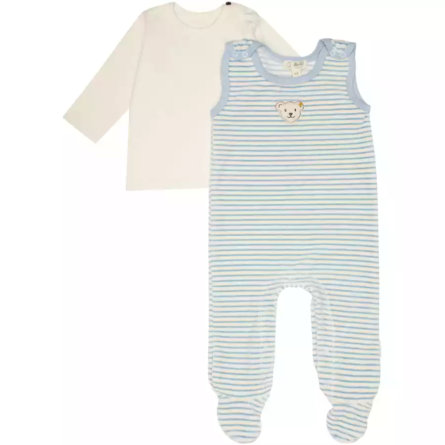 Steiff Strampler-Set stripes celestail blue
