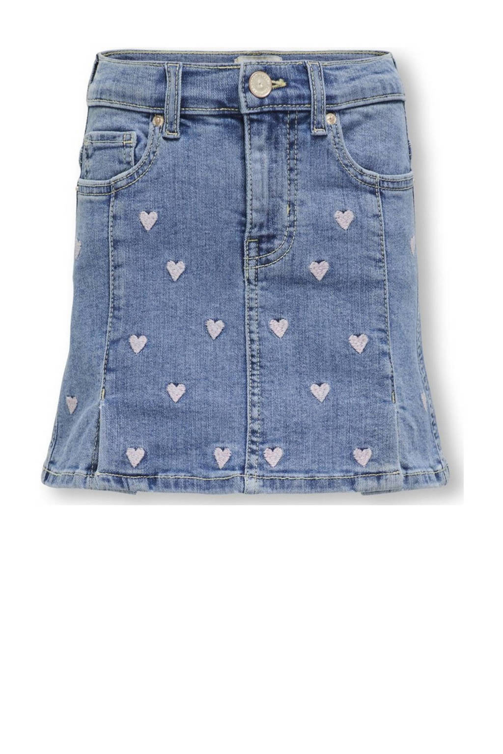 ONLY spijkerrok KOGHOXTON met hartjes light medium blue denim