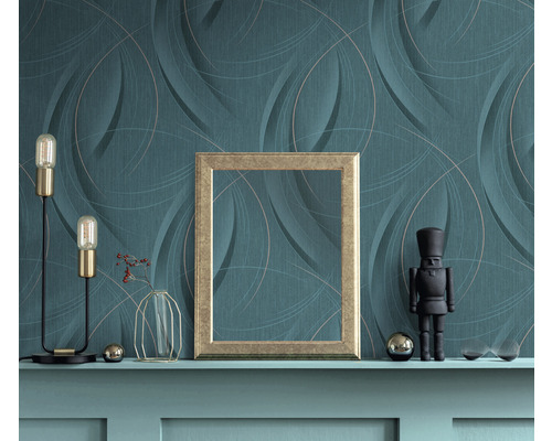 Vliesbehang 10218-19 GMK Fashion for Walls 3 strepen golven turquoise