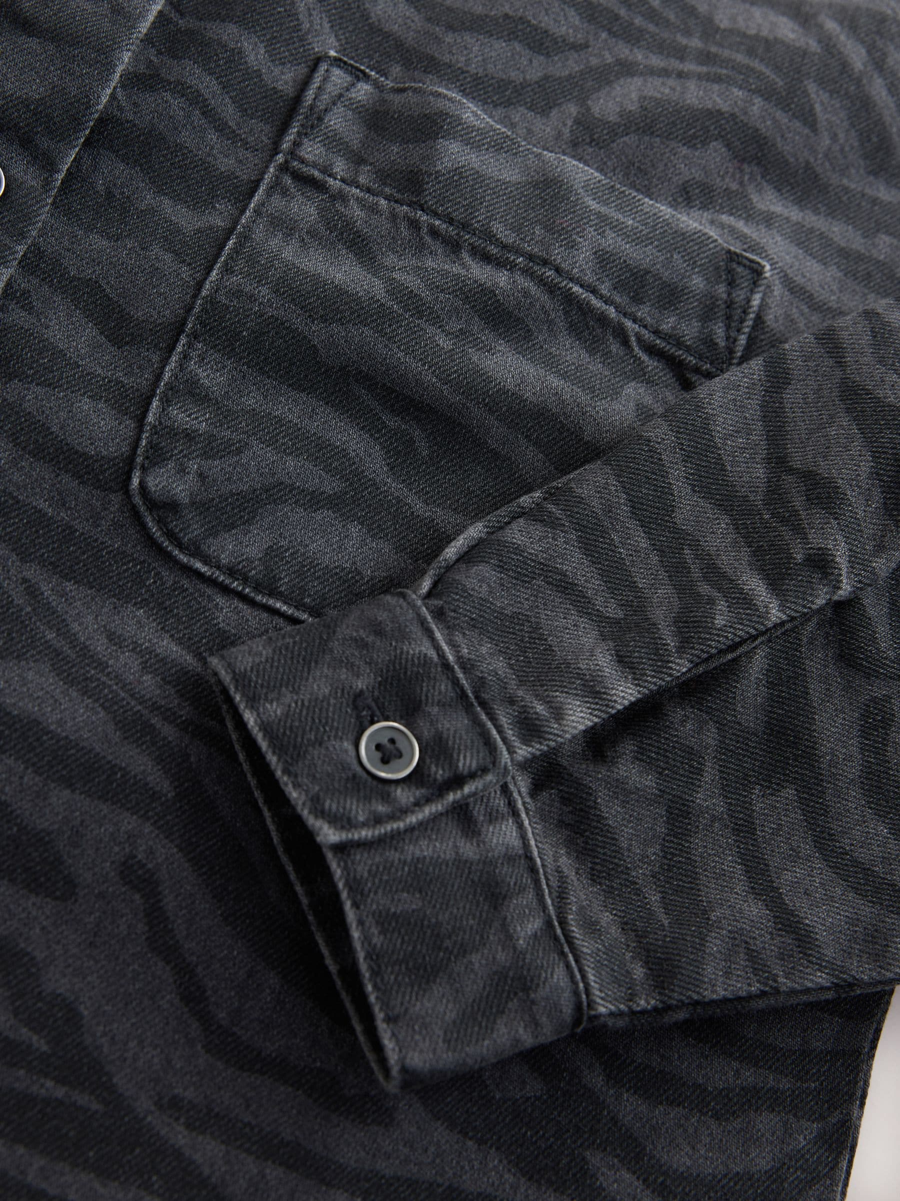 Grijs/zwart - Zebra Animal Denim Overhemd (3-16jr)