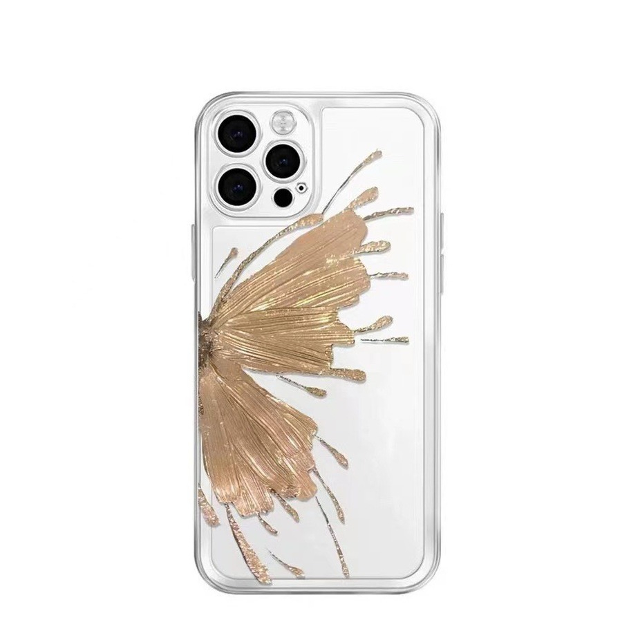 iPhone 16 Pro Max Gummi Case Schutzhülle mit Kameraschutz - Golden Butterfly