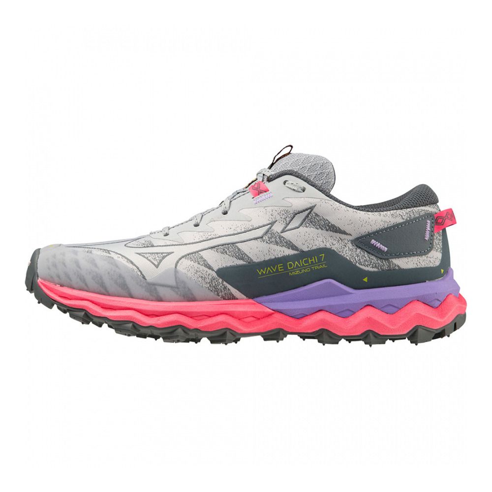Mizuno WAVE DAICHI 7 - Chaussures trail Femme pearlblue/high-vispink/p.punch