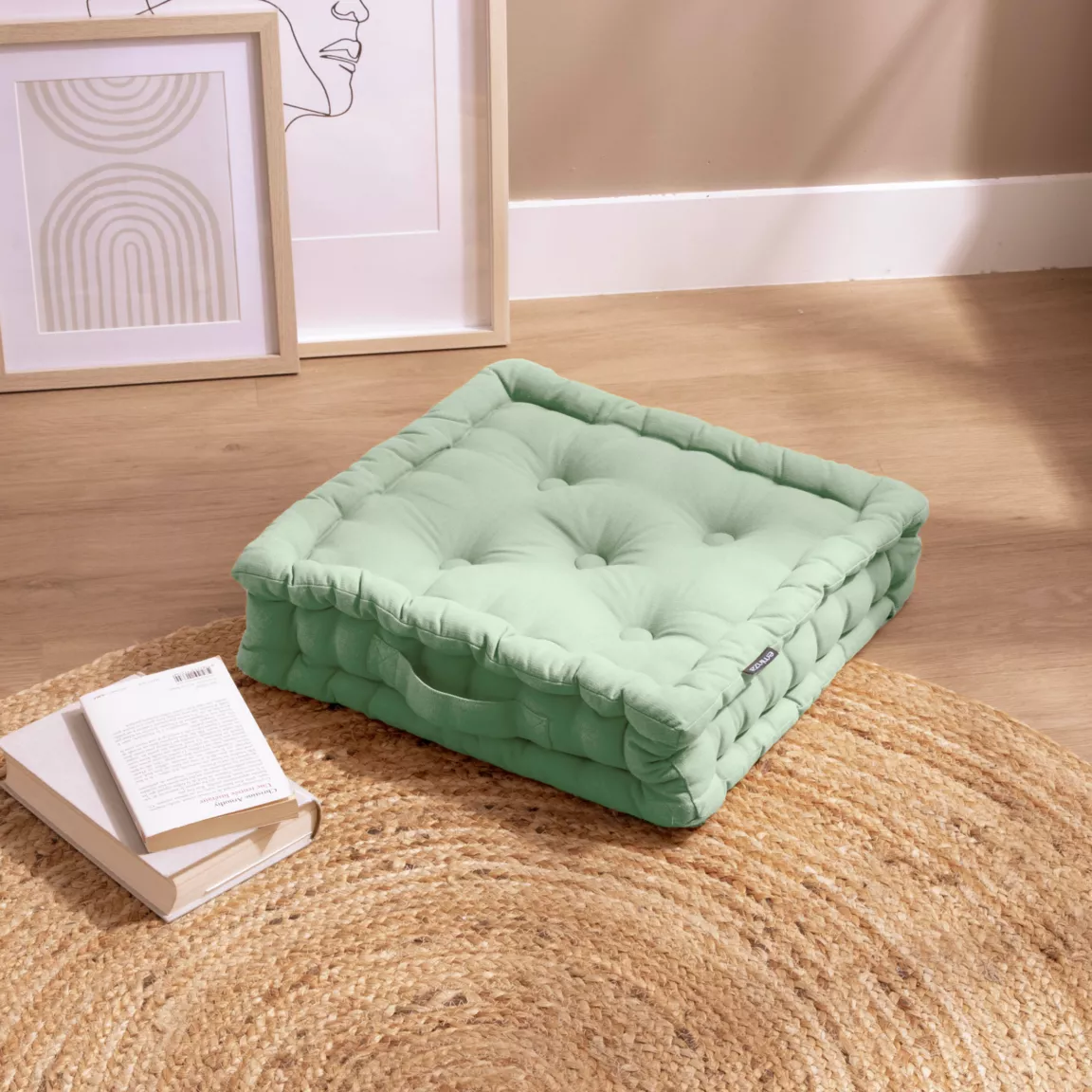 Coussin de sol coton (40 x 40 cm) Pixel Vert menthe